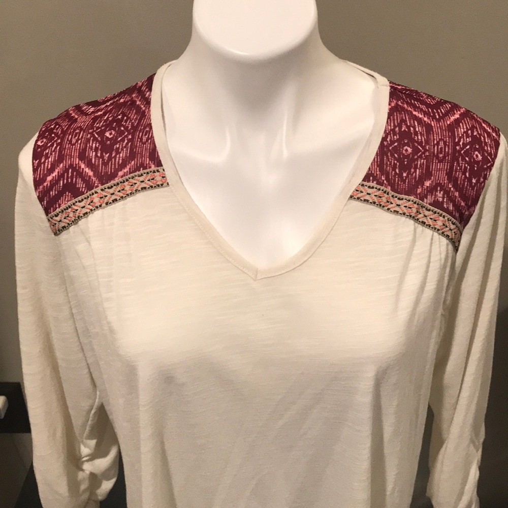 Maurices Cream 3/4 Sleeve Top M/L